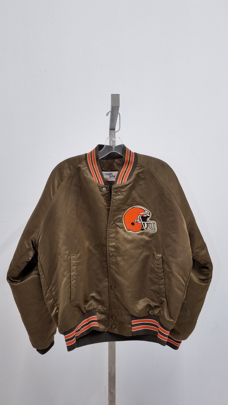 Vintage Cleveland Browns Chalk Line Satin Varsity Jacket – Brown (Large)